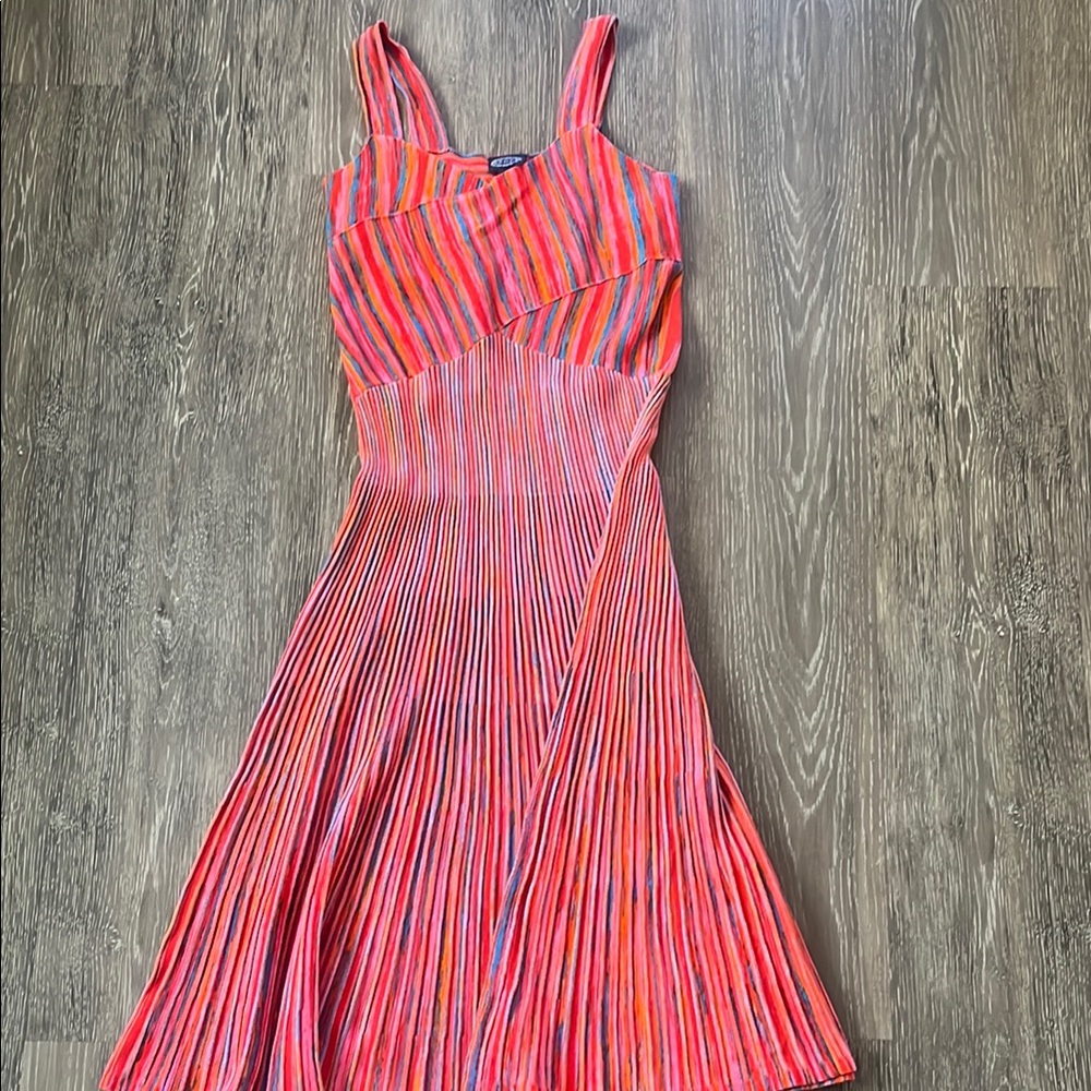 Elegant Multicolor Striped Midi Dress